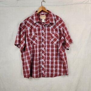 Wrangler Western Fashion Snap Shirt Mens 3XL Pearl Snap Red Plaid Short Sleeve